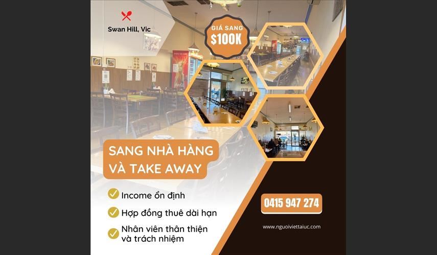 Cần sang shop nhà hàng và take away vùng Swan Hill ,Vic