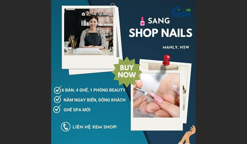 Sang shop nails nằm ngay biển, income rất cao vùng Manly