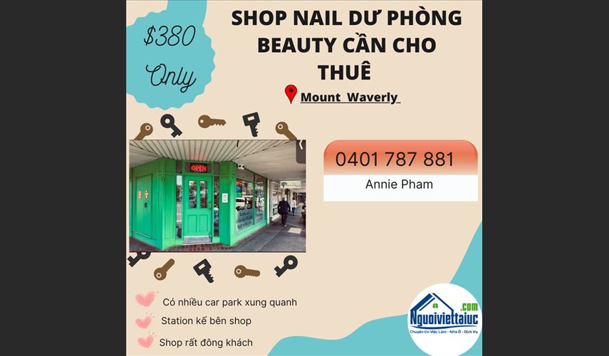 Shop Nail dư phòng beauty cần cho thuê