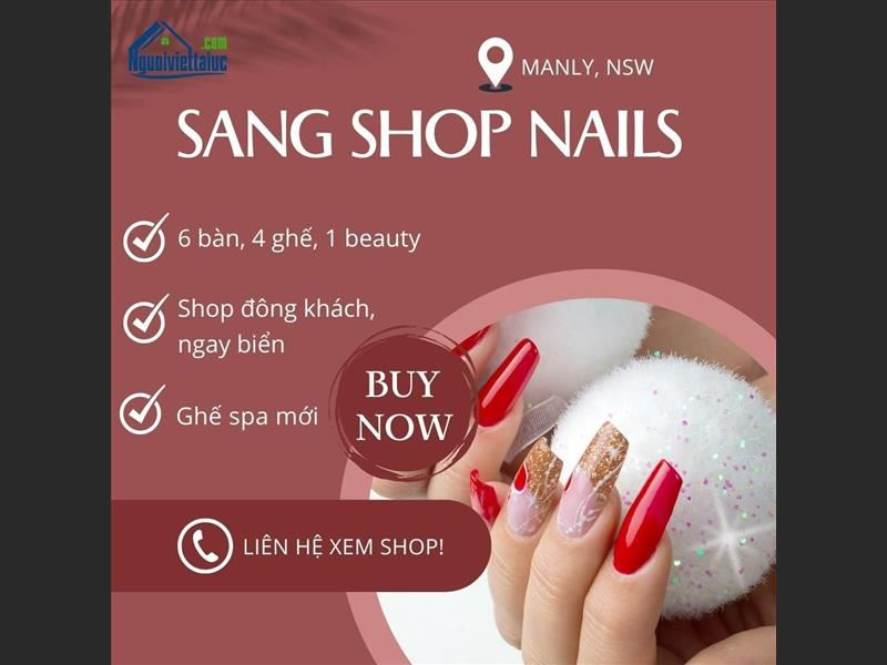 Sang shop nails nằm ngay biển, income rất cao vùng Manly