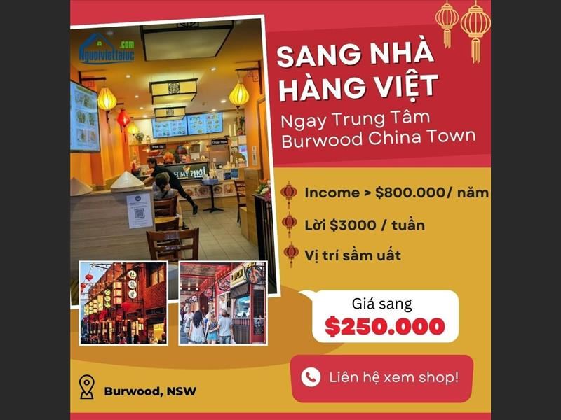 Sang lại nhà hàng Việt nổi tiếng vùng Burwood China Town, NSW