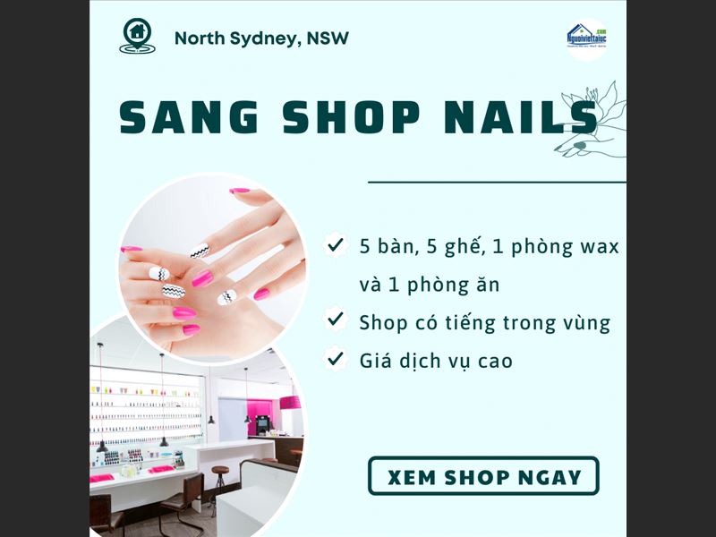 Cần sang lại shop nails có tiếng ở North Sydney